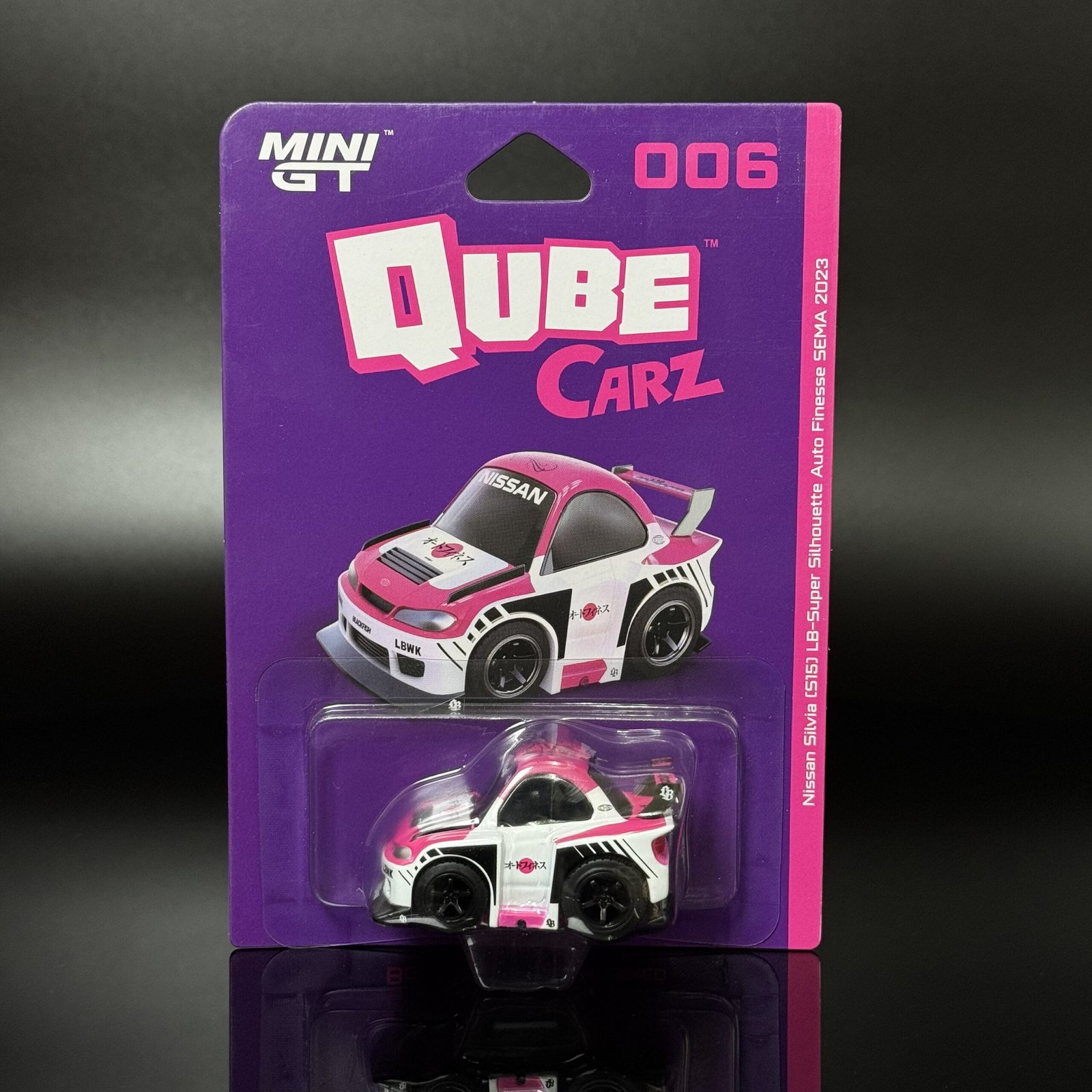 IMG_6178 MINI GT 2023 Qube Carz Nissan Silvia S15 LB-Super Silhouette Auto Finesse SEMA Pink White 1:64 Diecast Model Car - الصورة 1