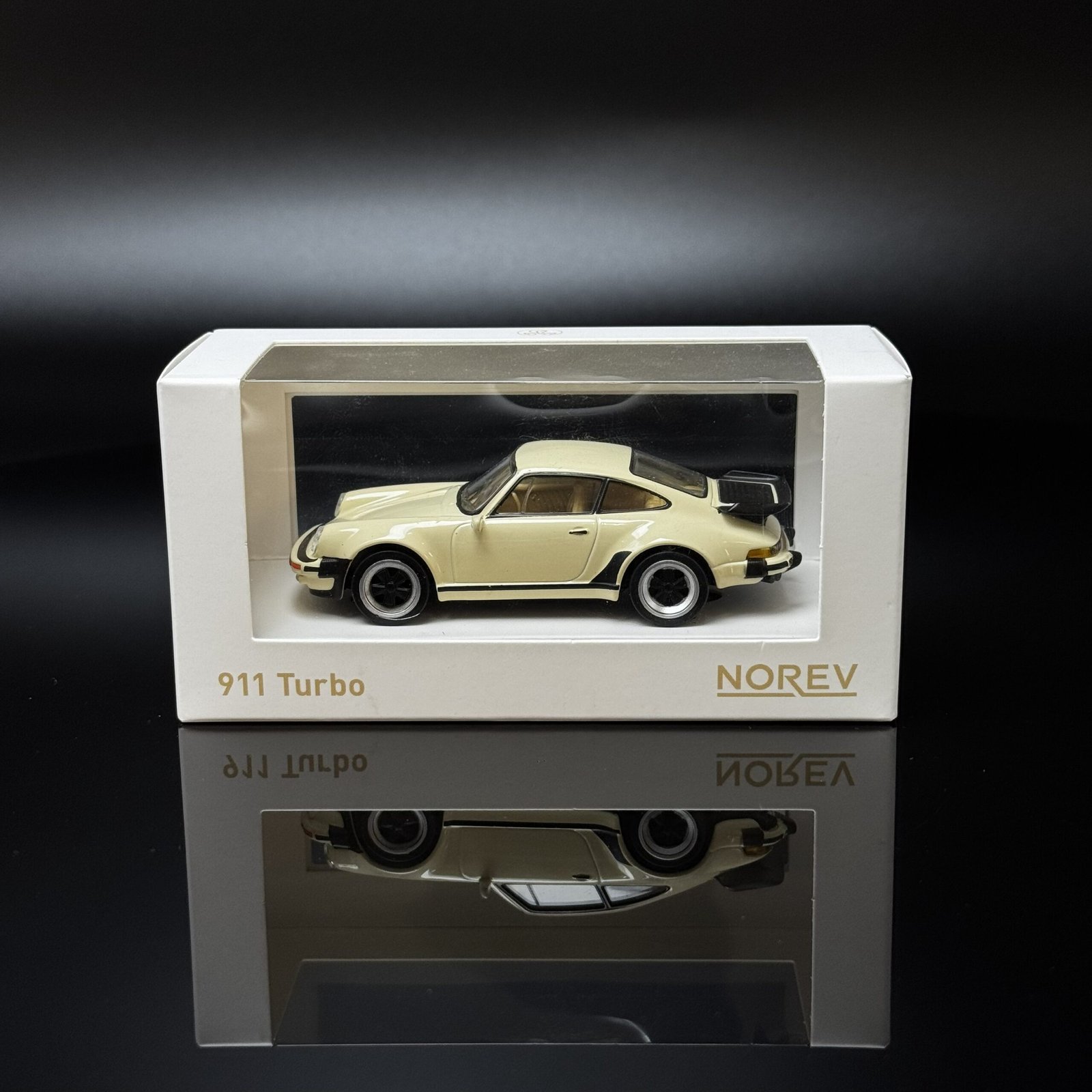 IMG_6224 Porsche 911 930 Turbo Coupe 1978 1:43 Diecast Model Car by Norev – Beige Classic - Image 1