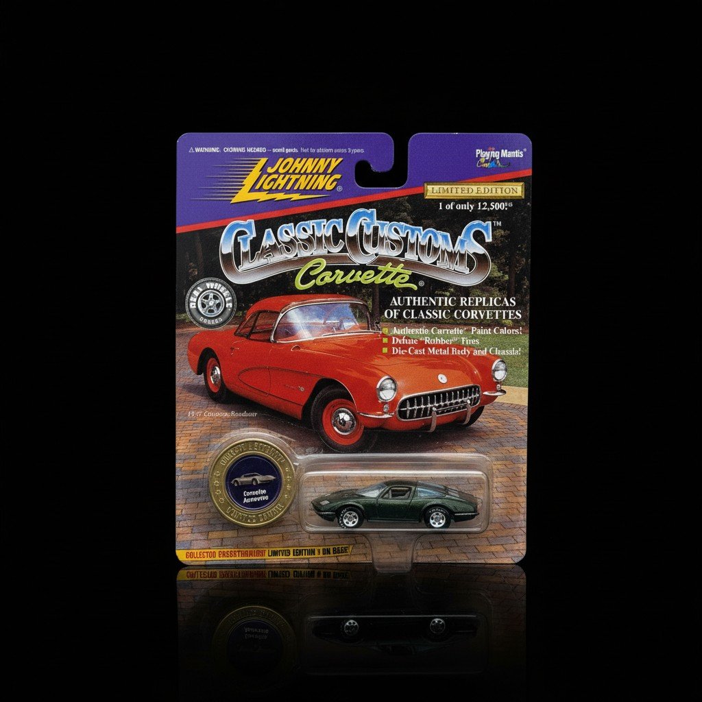 IMG_7415 1:64 1957 Chevrolet Corvette Roadster (C1) Classic Customs Limited Edition Diecast Model – Dark Green | Johnny Lightning (1 of 12,500) - الصورة 1