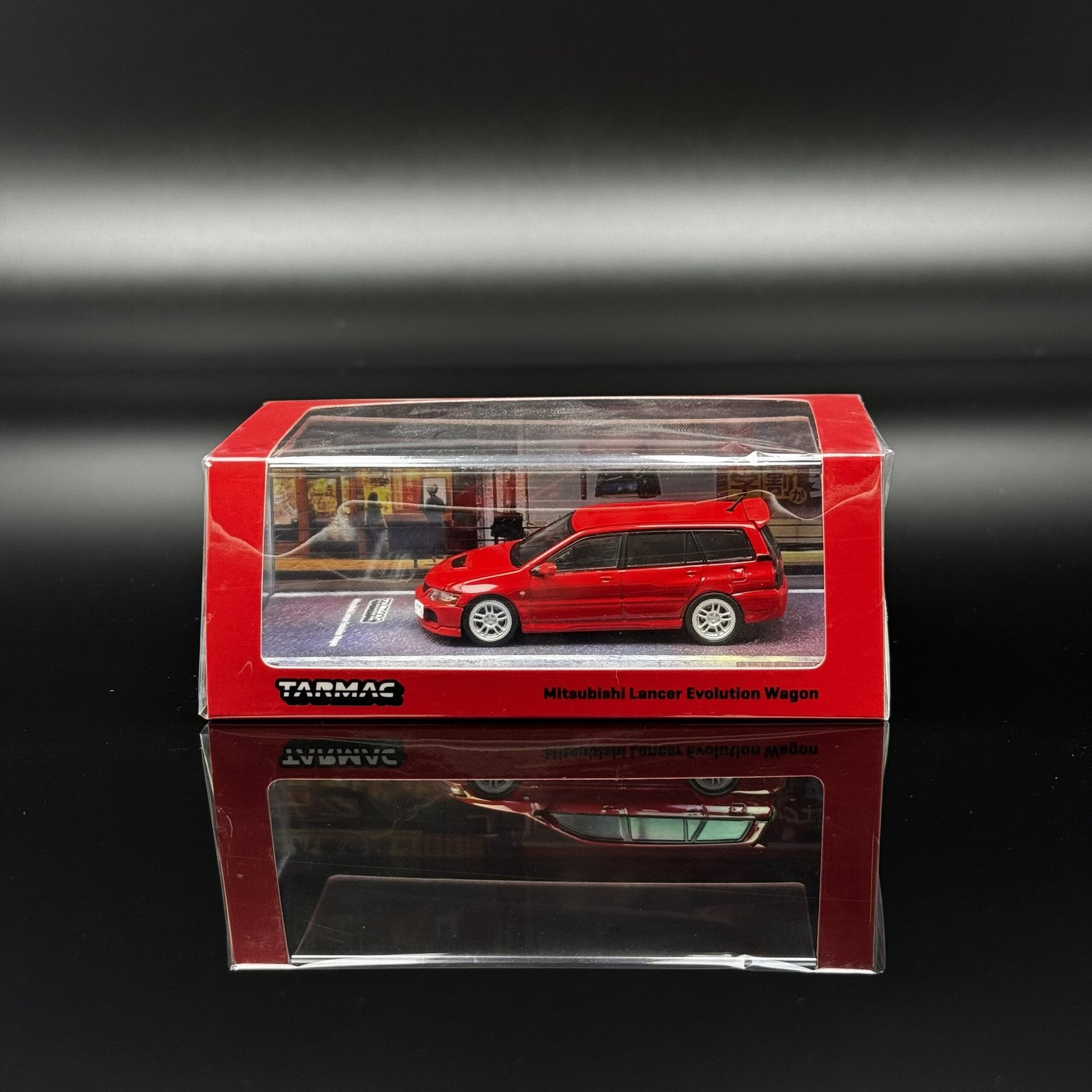 IMG_6488 2000 Mitsubishi Lancer Evolution Wagon Red – TARMAC Works 1:64 Diecast Model Car - Image 1