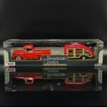 1958 Chevrolet Apache Pick-Up with Trailer Roulotte 1:24 Scale Diecast Model by MotorMax – Red Classic Vintage Truck & Caravan Set