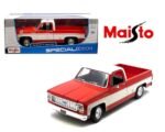 ⁦1974 Chevrolet C10 Pick-Up Cheyenne Super 1:18 Scale Diecast Model Car by Maisto – Red/White⁩ - الصورة ⁦3⁩